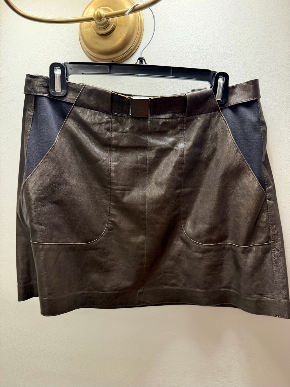 Vince Lambskin Leather Mini Skirt Brown Size 6